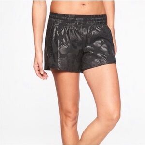 Athleta Run Black Palm Tree Print Athletic Shorts Size Small
